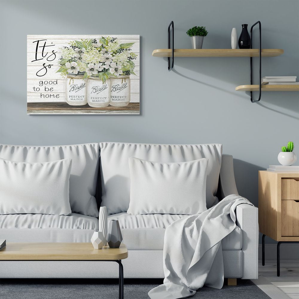 Stupell Industries So Good To Be Home Phrase Charming Floral Bouquet Canvas Wall Art Design by Cindy Jacobs, 30" x 40"