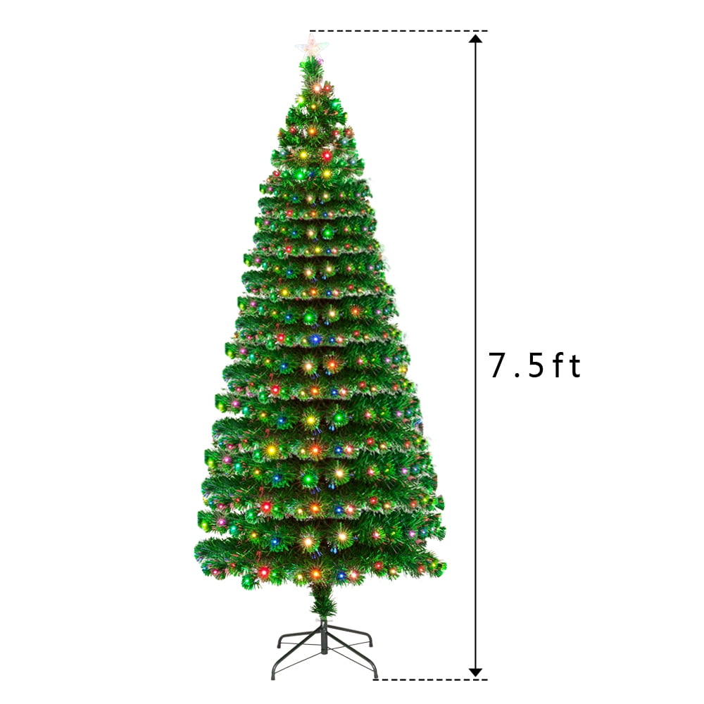 Private Jungle 7.5ft Fiber Optic Artificial Christmas Pine Tree, Holiday Party Christmas Tree Decorations
