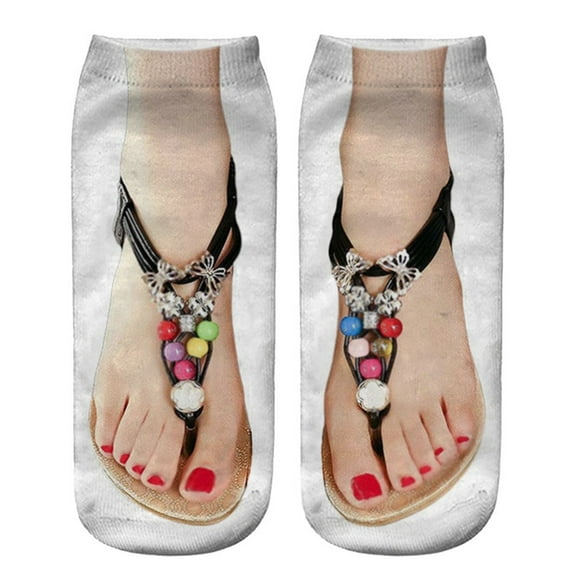 Multi-color Stockings 3D Pattern Manicure Print Socks Funny Hidden Running Socks Women Personalized