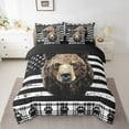 thumbnail image 2 of 7 Piece Woodland Bear Bedding Set King Black White American Flag Comforter Set With Sheets Rustic Plaid Animal Bed In A Bag Men,Farmhouse Country Wildlife Bed Set, 2 of 5