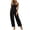 Black, variant on Women's Halter Jumpsuit, Solid Color Sleeveless With Zipper Pocket, Elastic Waist One-Piece Pants For Summer Vacation Yellow XL