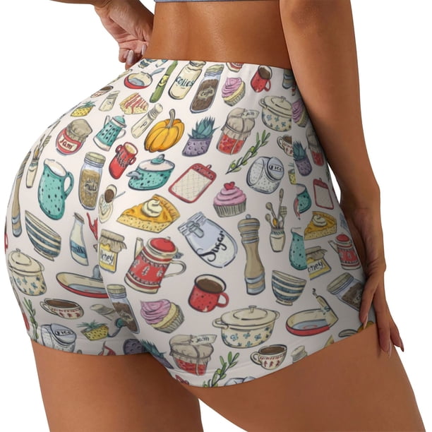 Fotbe Cooking Utensils Shorts Sin Costuras – Shorts Deportivos de Cintura Alta para Mujer, Elásticos para Gimnasio, Yoga, Running o Ciclismo-Small