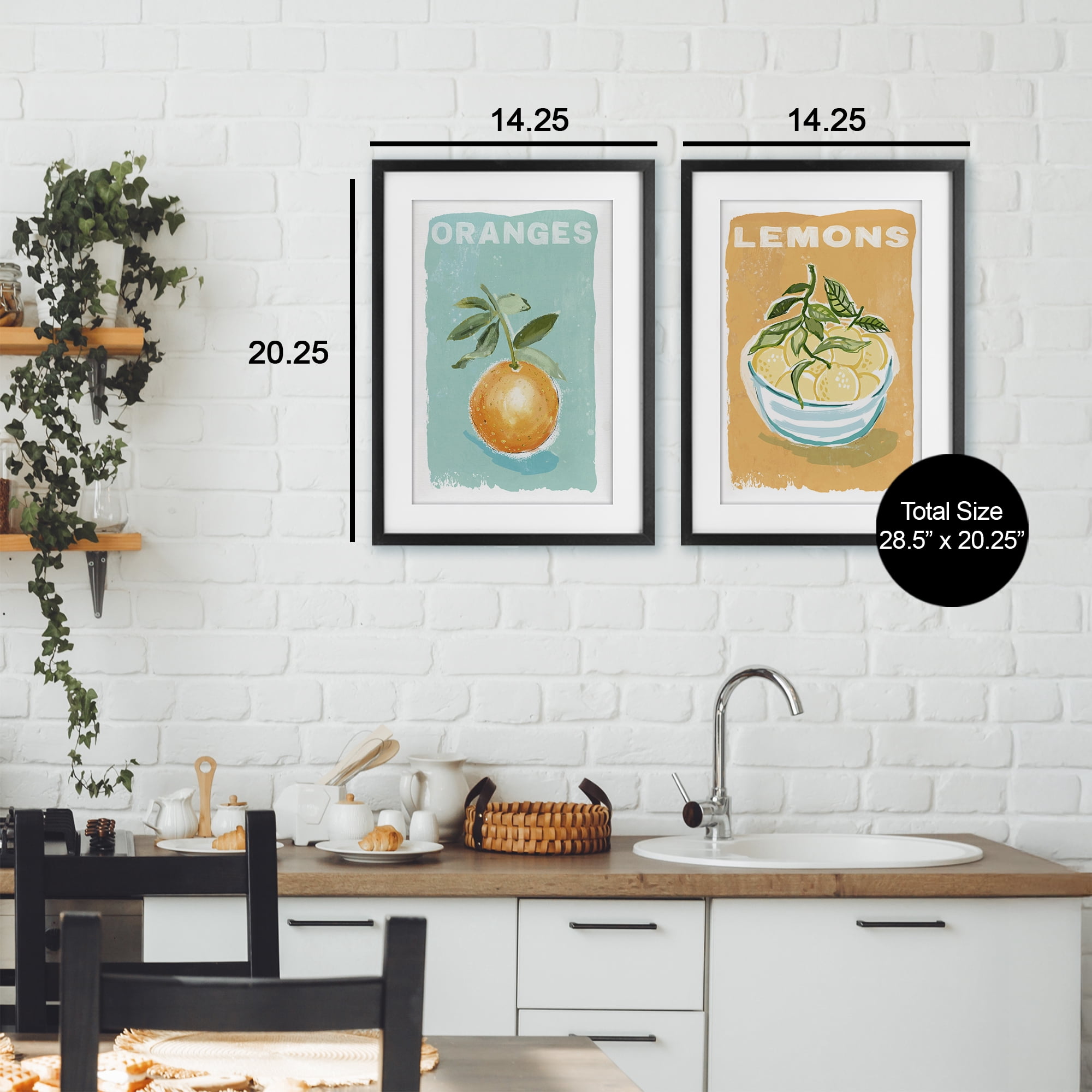 Stupell Industries Citrus Twist Motif 2 Piece Black Framed Print Under Glass Set, design by Chad Barrett