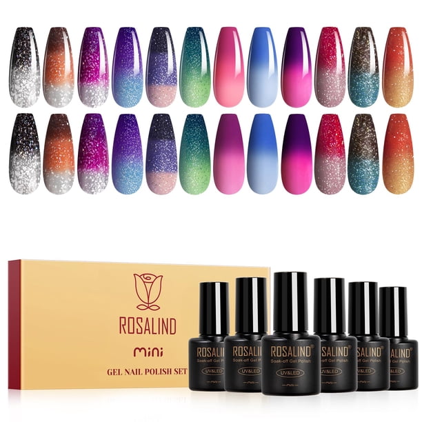 Set de Esmaltes en Gel ROSALIND 12 Piezas con Cambio de Color por Temperatura UV