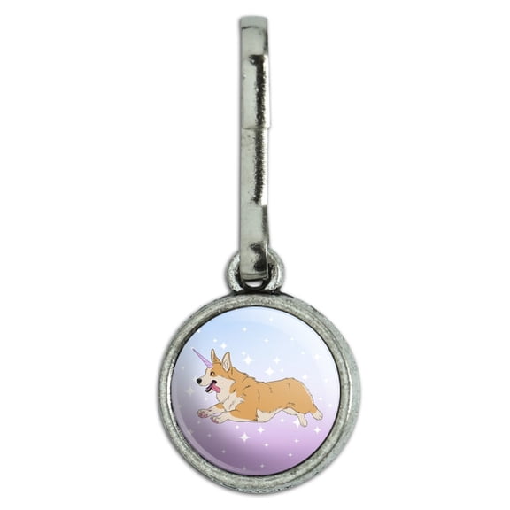 Unicorg Corgi Unicorn Antiqued Charm Clothes Purse Suitcase Backpack Zipper Pull Aid