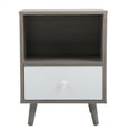 thumbnail image 3 of Resenkos Set of 2 Low foot bedside table with drawer storage compartment - gray, Night Stand, 3 of 13