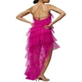 thumbnail image 3 of Women Halter Ruffles Tulle Maxi Dress Off Shoulder Backless Layered Tiered Midi Dress Cocktail Party Prom Long Dresses, 3 of 4