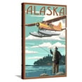 thumbnail image 1 of Alaska  Float Plane and Fisherman, Stretched Canvas Wall Art by Lantern Press Sold by ArtCom, 1 of 5