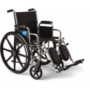 Medline Wheelchair, 18" Wide Seat, Desk-Length Arms, Swing Away Footrests, 300 lb Weight Capacity