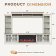 thumbnail image 2 of BaPiPro 98" Farmhouse TV Stand with Fireplace, Bookshelf, Entertainment Center for 75" TVs with Storage, Large Wall Unit Media Console for Living Room, White, 2 of 7