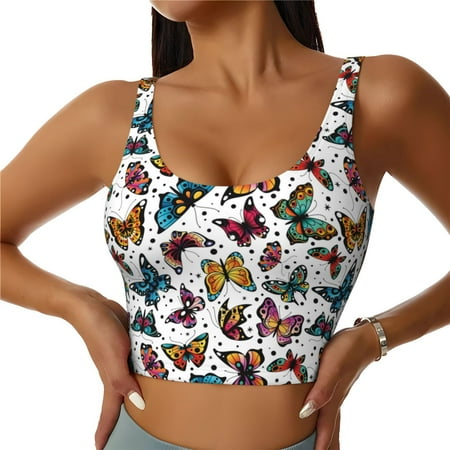 Matuu Cute Butterfly for Women s Sports Bra - Soft  Comfortable and Breathable Sports Vest for Yoga  Fitness  and DanceXX-Large