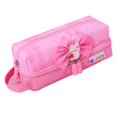 thumbnail image 4 of Estuche para lápices de gran capacidad con almacenamiento en capas, decoración de lazo, tela Oxford, estuche de papelería para niñas, escuela, color rosa, 4 of 12