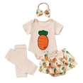 thumbnail image 3 of Easter Outfit Baby Short Sleeve Cute Print Bodysuit Tutu Skirts and Headband 4 Pcs Baby Girls Summer Outfit Set 0-3 Months Baby Girl Clothes, 3 of 6