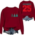thumbnail image 3 of December 25 Sweatshirt Christmas Tree Pattern Sequined Sweatshirt Vintage Xmas Oversized Tops Fall Winter Clothes, Comfortable and Festive Wear for Women,Wine,S, 3 of 3