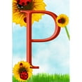 thumbnail image 2 of America Forever Summer Sunflower Ladybugs Monogram House Flag Letter P 28 x 40 inches Yellow Floral Spring Double Sided Vertical Outdoor Yard Lawn Decorative Yellow Hello Sunshine House Flag, 2 of 5