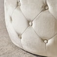 thumbnail image 5 of Table Basse Ottomane en Velours et Verre Trempé Design Capitonné Rond Parfait pour les Salons Glam Beige, 5 of 5