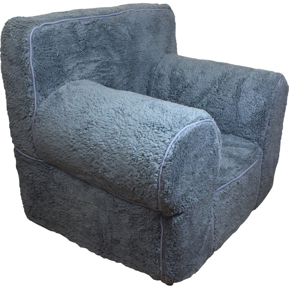 CUB CHAIRS Comfy Small Grey Sherpa Kid's Chair with Machine Washable
