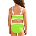 thumbnail image 5 of Huowey Kids Girls Swimsuit Fashionable Color Block Spaghetti Strap Scoop Neck Tops High Waist Bikini Set Casual Two Piece Summer Stylish Bathing Suit Breathable Cozy Beachwear,Green,11-12 Years, 5 of 6