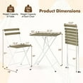 thumbnail image 3 of Costway 3 PCS Patio Acacia Wood Bistro Set Bistro Table with 2 Folding Chairs Slatted Seat Gray, 3 of 10