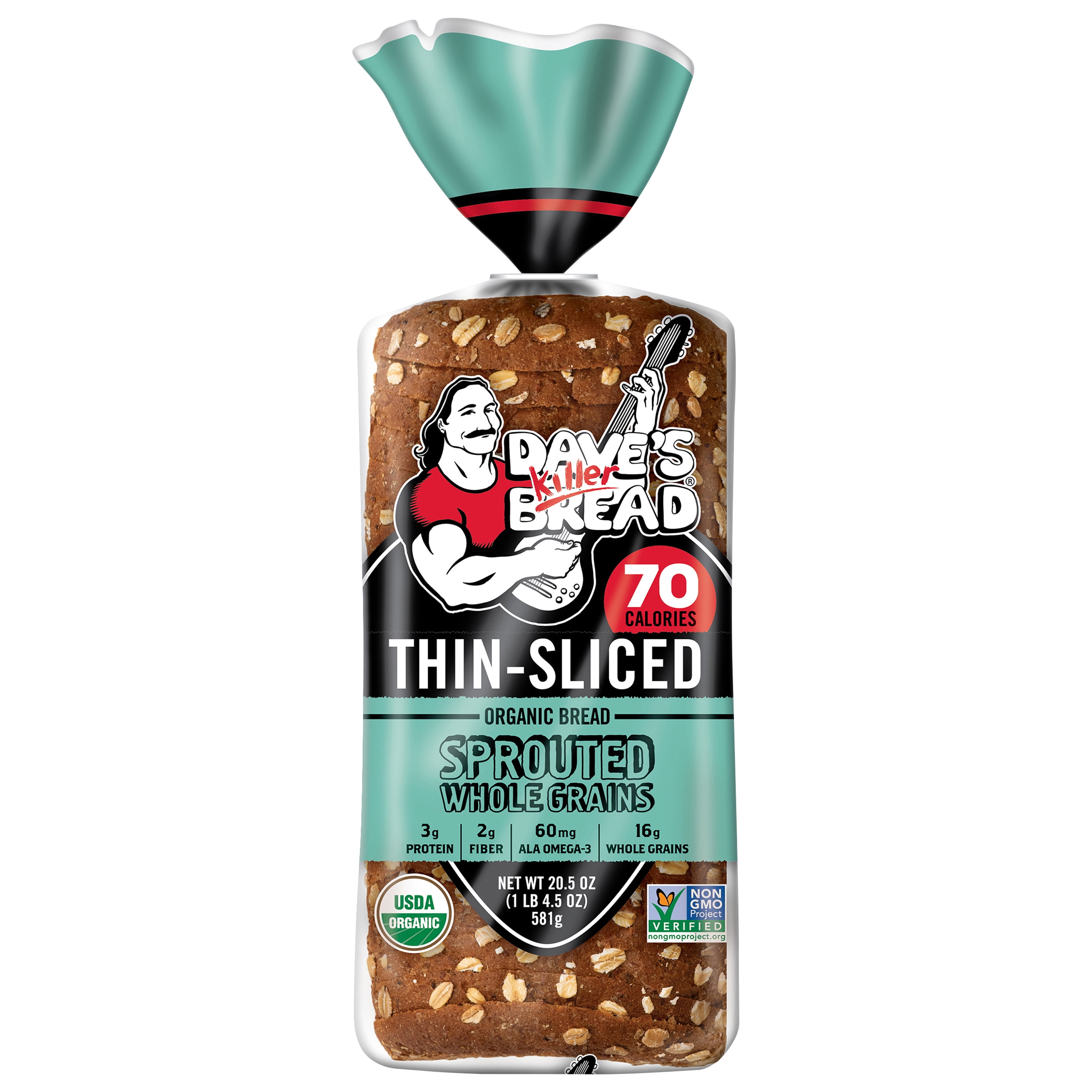 Dave's Killer Bread Sprouted Whole Grains Thin-Sliced, Whole Grain Organic Bread, 20.5 oz Loaf