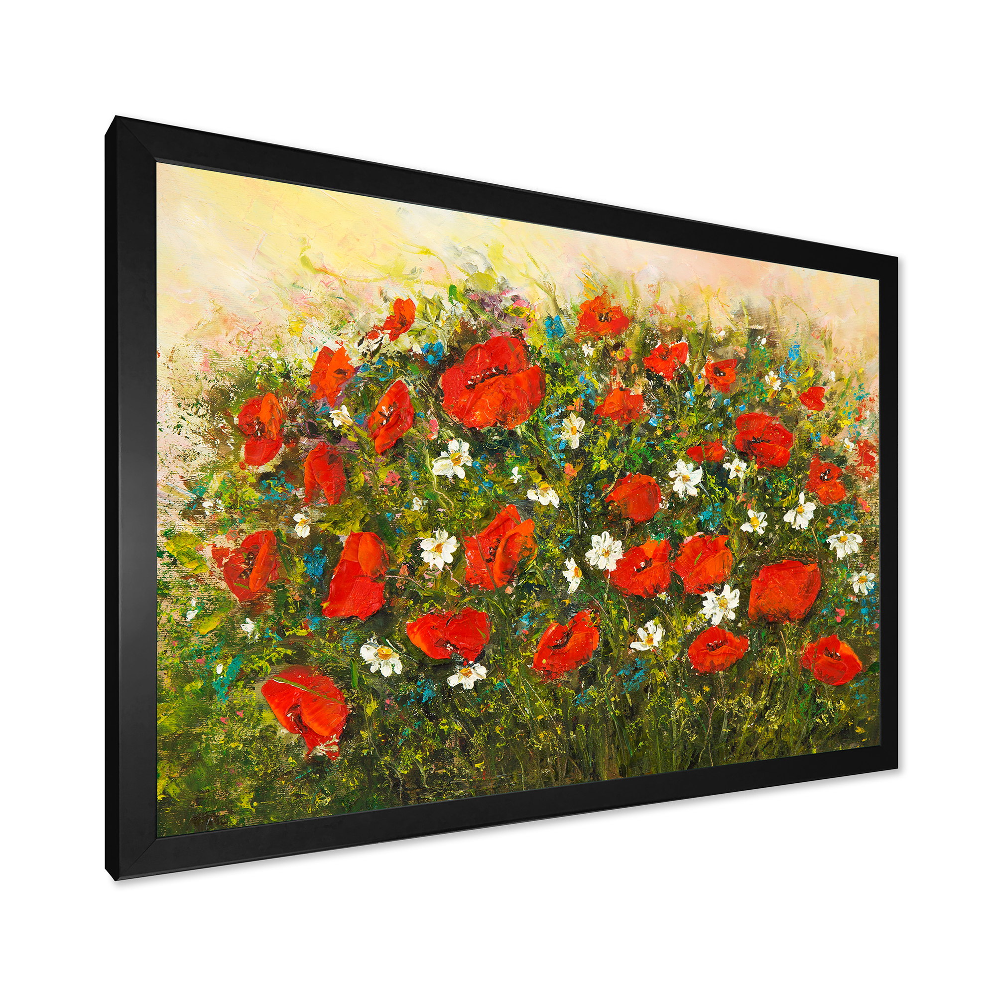 Designart 'The Fields of Red Wildflowers' Traditional Framed Art Print