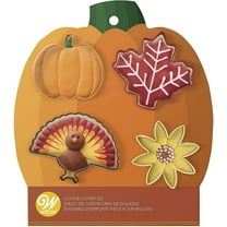 Metal Cookie Cutter Set 4/Pkg-Pumpkin, Leaf, Sunflower, Turkey