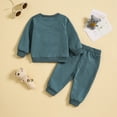 thumbnail image 4 of Durtebeua Toddler Baby Boy Fall Winter Clothes Pullover Sweatshirt Long Sleeve Shirt and Sweatsuit Outfits Set Z08-Navy,12-18 Months, 4 of 7