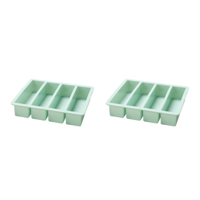 Molde de silicona Inteprter de 4 rejillas para cubitos de hielo Verde 2Conjunto