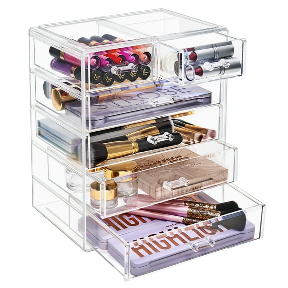 Sorbus Acrylic Cosmetics Makeup and Jewelry Storage Case Display - 4 Large and 2 Small Drawers Space-Saving, Stylish Case Great for Lipstick, Eye Liner, Nail Polish, Brushes, Jewelry and More