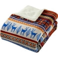 thumbnail image 3 of Lanco Reindeer 3 Piece Comforter Set with Sherpa Reverse, Bed Size: King, Flannel Print, Elk, Red/Blue, 3 of 5