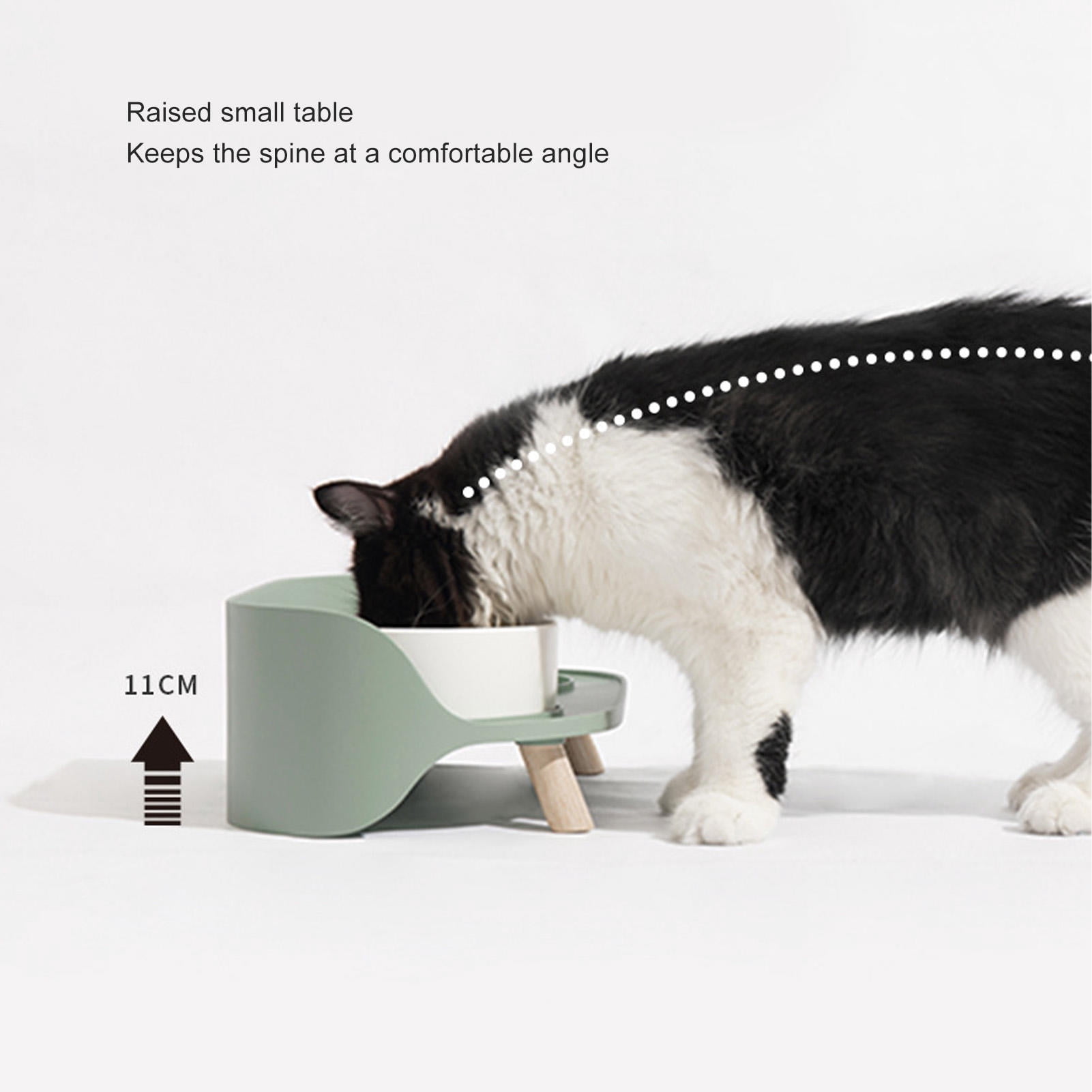 BOKYAN Anti‑Slip Ceramic Cat & Dog Raised Bowls – Double Food & Water, Neck‑Protection, Spill‑Proof, Rounded Edge, Easy‑Clean, Ideal for Small Pets