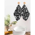 thumbnail image 2 of Black Paisley Kitchen Dish Towels for Drying Dishes Set of 3, Ethnic Vintage Floral Botanical Abstract Waffle Weave Microfiber Hand Tea Bathroom Towels Quick Dry & Absorbent Towel 12x12, 2 of 7