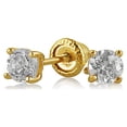thumbnail image 2 of Precious Stars 14K Yellow Gold Cubic Zirconia 4-mm Birthstone Screwback Earring Studs-April, 2 of 5