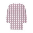 thumbnail image 3 of Vekome Womens Blouses 3/4 Sleeve Plus Size Pullover Tops Loose V Neck Casual Tee Shirts Smocking Plaid Summer Blouses, 3 of 4