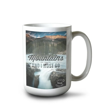 

Lantern Press 15 fl oz Ceramic Mug Jasper Canada Grizzle Bear Double Exposure Dishwasher & Microwave Safe