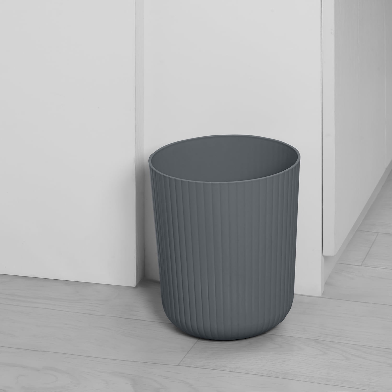 (3 pack) Mainstays 1.64 Gallon Plastic Ribbed Trash Can, Grey