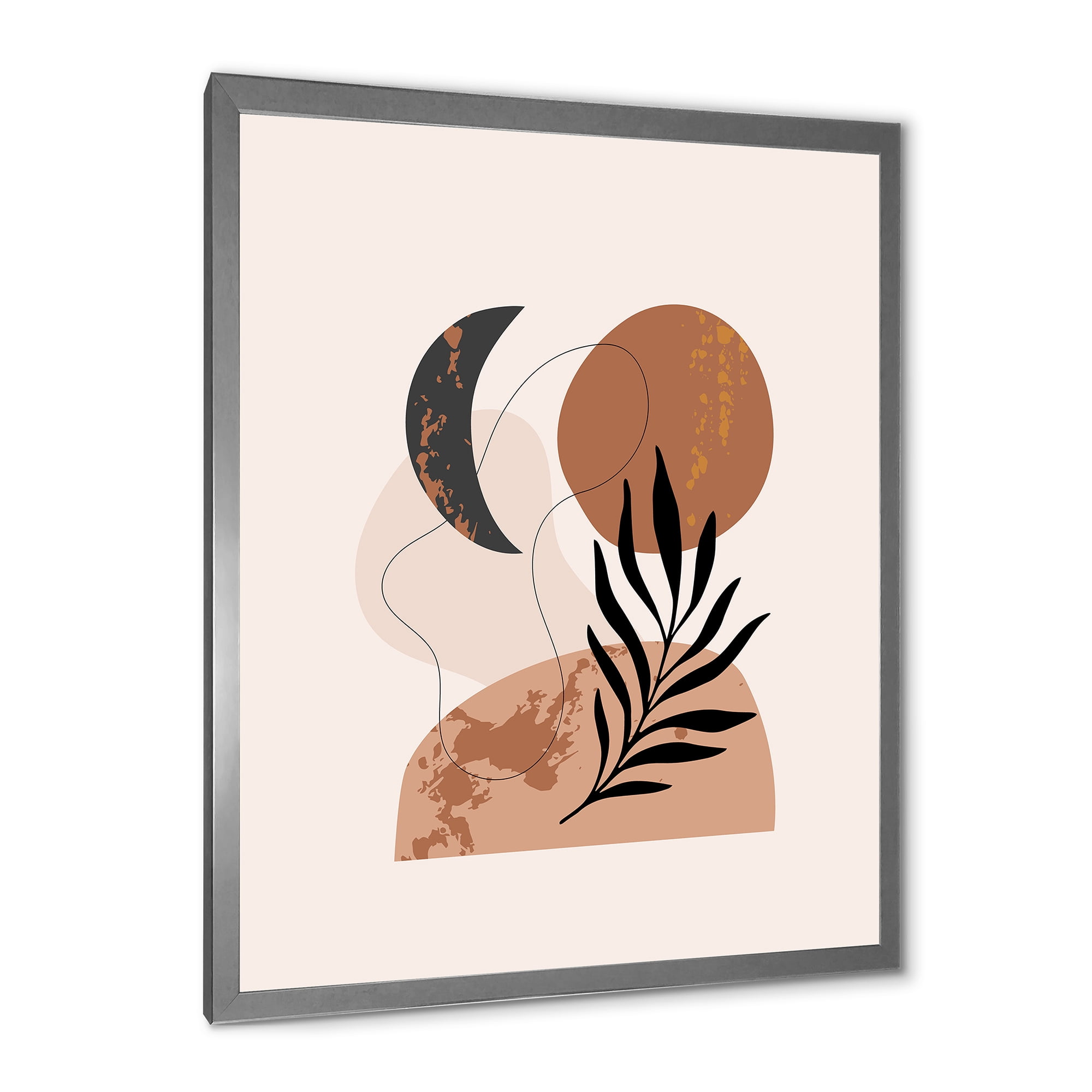 Designart 'Sun and Moon Shapes In Retro Terracotta Tones I' Modern Framed Art Print