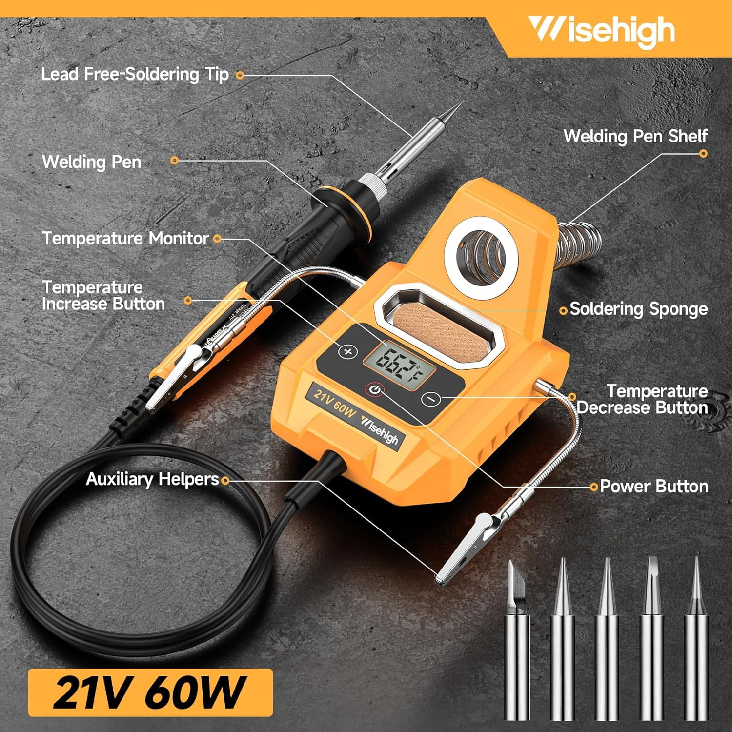 Cordless Soldering Station for Dewalt 20V Max Battery - Electric Digital LCD Display Soldering Iron Station Fast Heating Up Soldering Station for DIY, Appliance Repair (Battery Not Included)