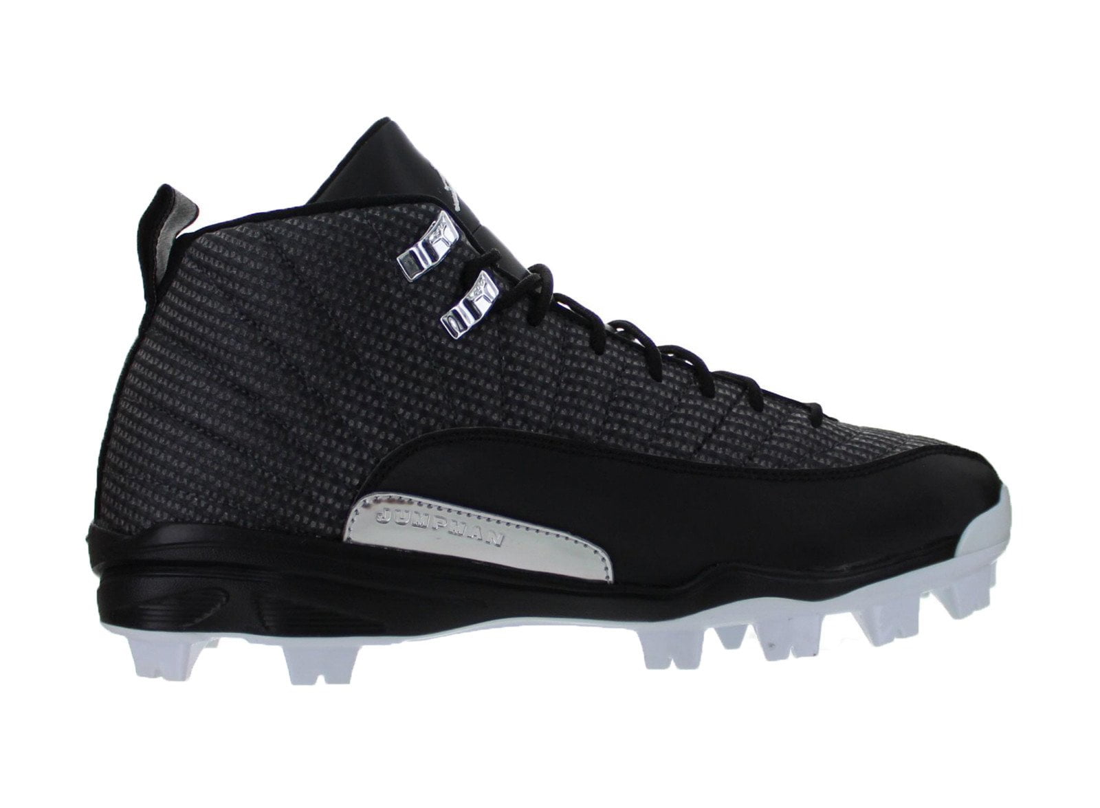 Mens Air Jordan 12 Retro MCS Baseball Cleats Black White Metallic Silv