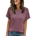 thumbnail image 2 of TODOZO T Shirts for Women Loose Fit Casual Lightweight Soft Basic Tees Summer Tops for Women 2025 Women Shirts Summer Sweaters Short Sleeve Tunic Tops 2025 Casual Business Blouses Wine L, 2 of 5