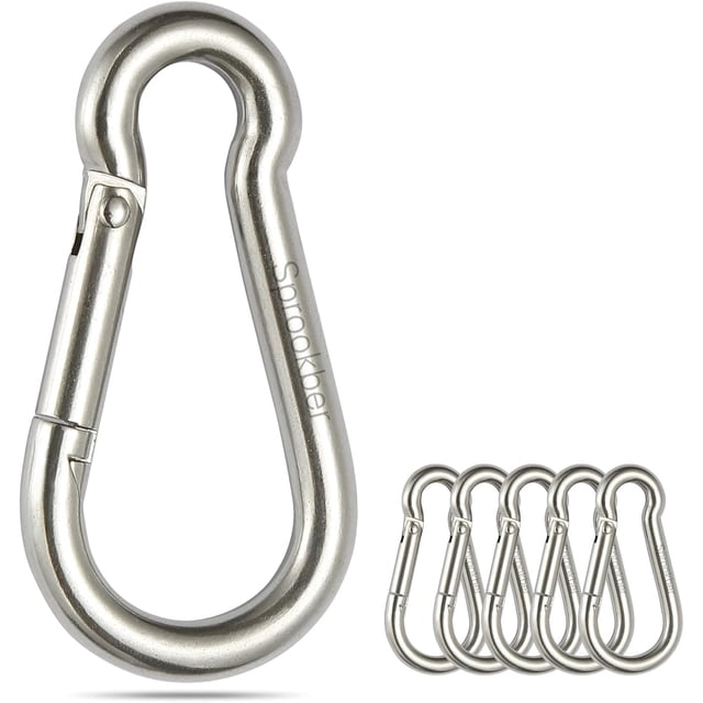 Mosquetón Spring Snap Hook Sprookber de acero inoxidable x6