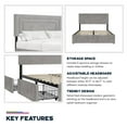 Queer Eye Oxford Upholstered Storage Bed Frame, Queen, Light Gray