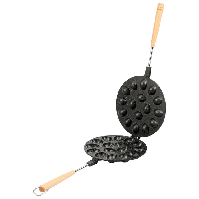 HLONK Walnut Cookie Mold with Wood Handle 16 Holes Walnut Cookie Maker Nonstick Oreshki Mold Maker Efficient Walnut Mold Pastry Nut Cookies Maker Cookie Assorted Maker for Baking Cookies