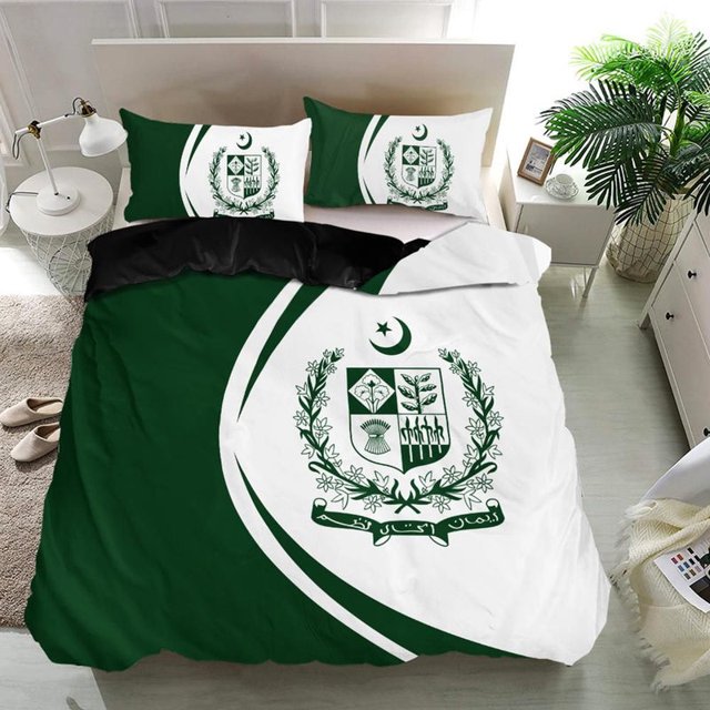 Bandera de Pakistán Escudo de Armas Juego de Cama Círculo Rlt13