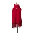 thumbnail image 1 of Shawl Wrap Plain Fringed Tassels Thickened Comfortable Cold Resistant Solid Color Autumn Winter Adults Long Blanket Scarf for Daily Life, 1 of 10