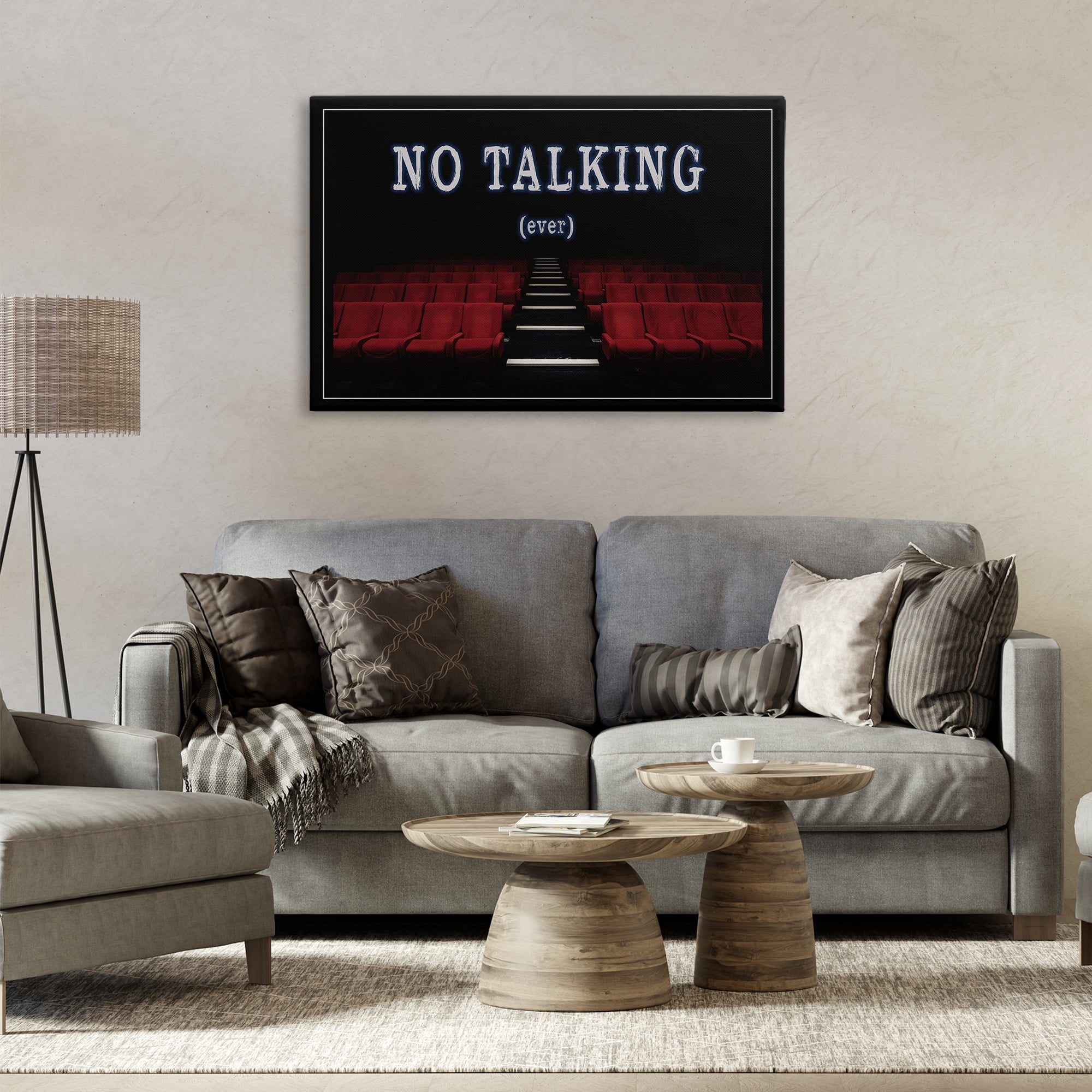 Stupell Industries No Talking Move Theater Entertainment Painting Wrapped Canvas Art Print Wall Art, 36 x 24