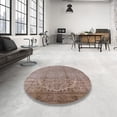 thumbnail image 4 of Ahgly Company Machine Washable Indoor Square Industrial Modern Dark Almond Brown Area Rugs, 8' Square, 4 of 7