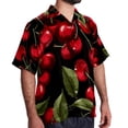 thumbnail image 2 of Cherry Men's Spread Collar Tops, Casual Button Down Shirts for Summer Beach, Printed Short Sleeve Shirts - Unisex, 2 of 6