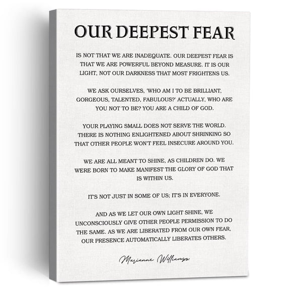 Our Deepest Fear Poem Canvas Wall Art Inspirational Quote Decor
