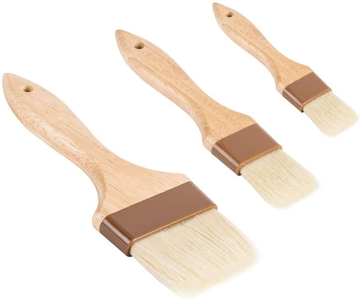 3Piece Pastry Brush Set 1Inch 2Inch 3Inch Width Natural Boar